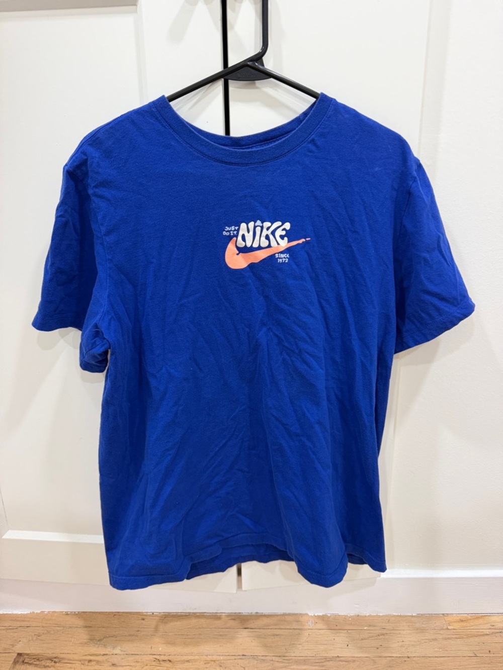 Nike Royal Blue Tee with Peach Swoosh Chest Logo